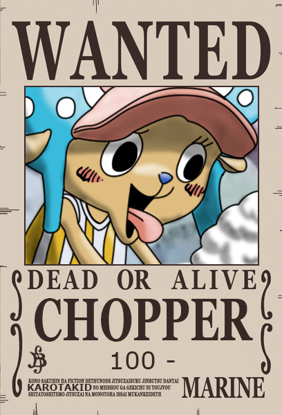 Chopper Dressrosa Wanted Poster / 100 Berry by KarotaKid on DeviantArt