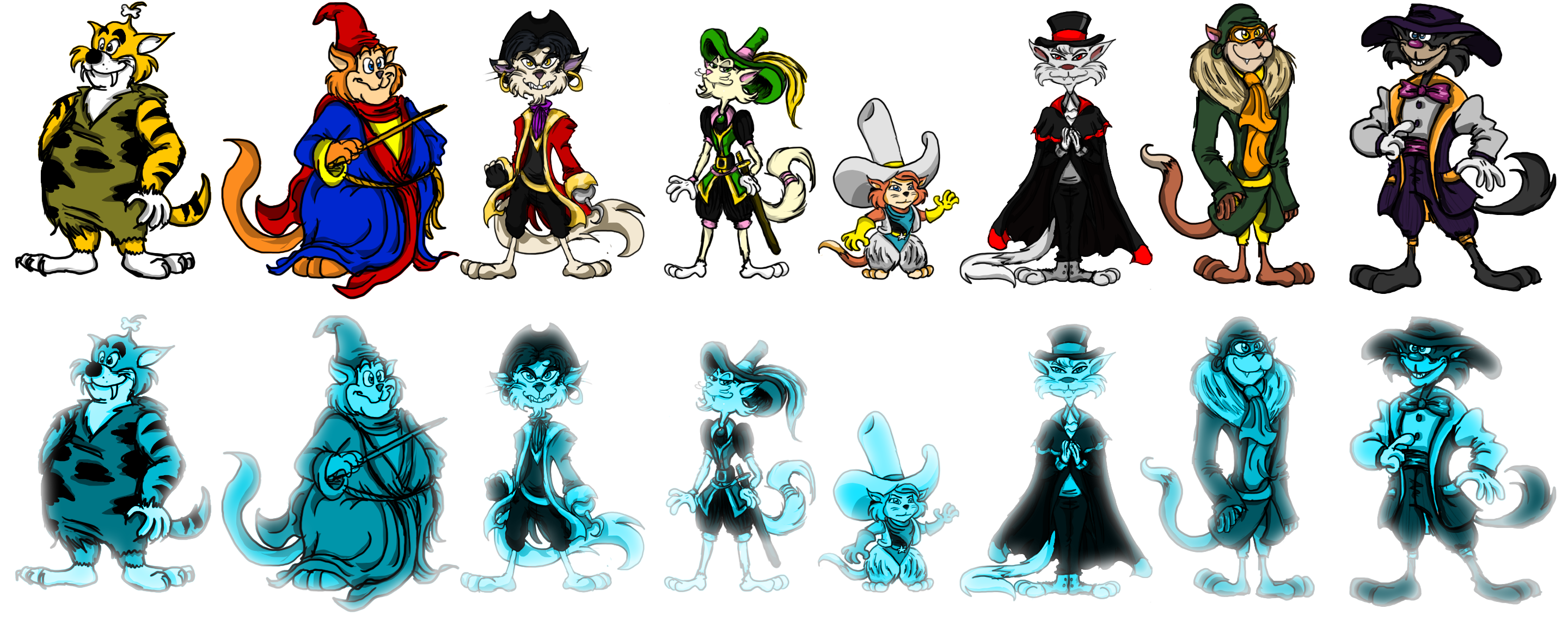 Fraidy Cat - The Eight Previous - Line Up by DarkenedSparrow on DeviantArt