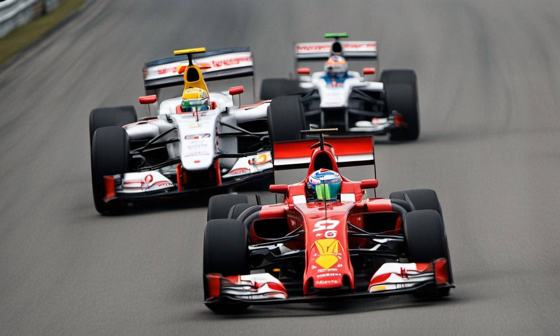 Two Cars Racing F DreamUp Creation: 3 F1 cars racing each other. by GoldierraThrillex07 ...