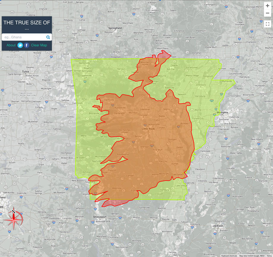 Size of Ireland compared to Size of Arkansas. by FrostyThriller07 on ... How big is ireland compared to a us state