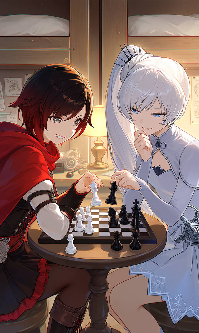 Ruby and Weiss play chess by firesorn on DeviantArt