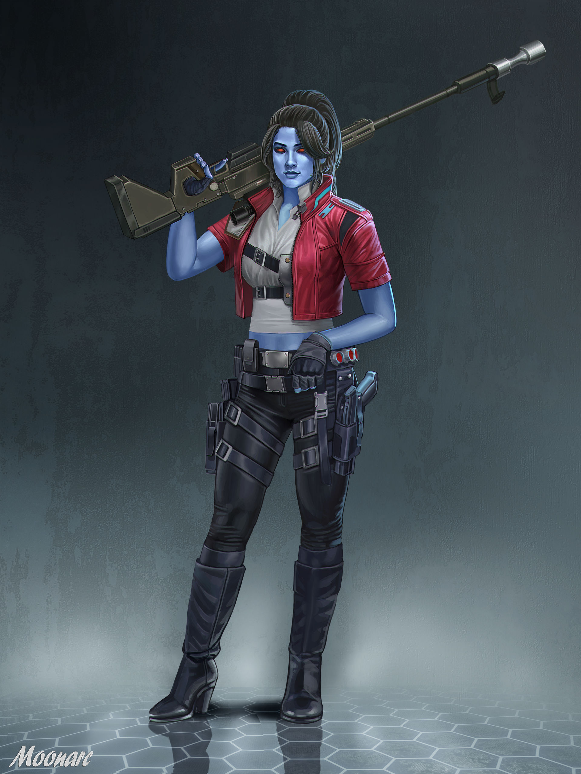 Female Chiss Bounty Hunter by Moonarc on DeviantArt