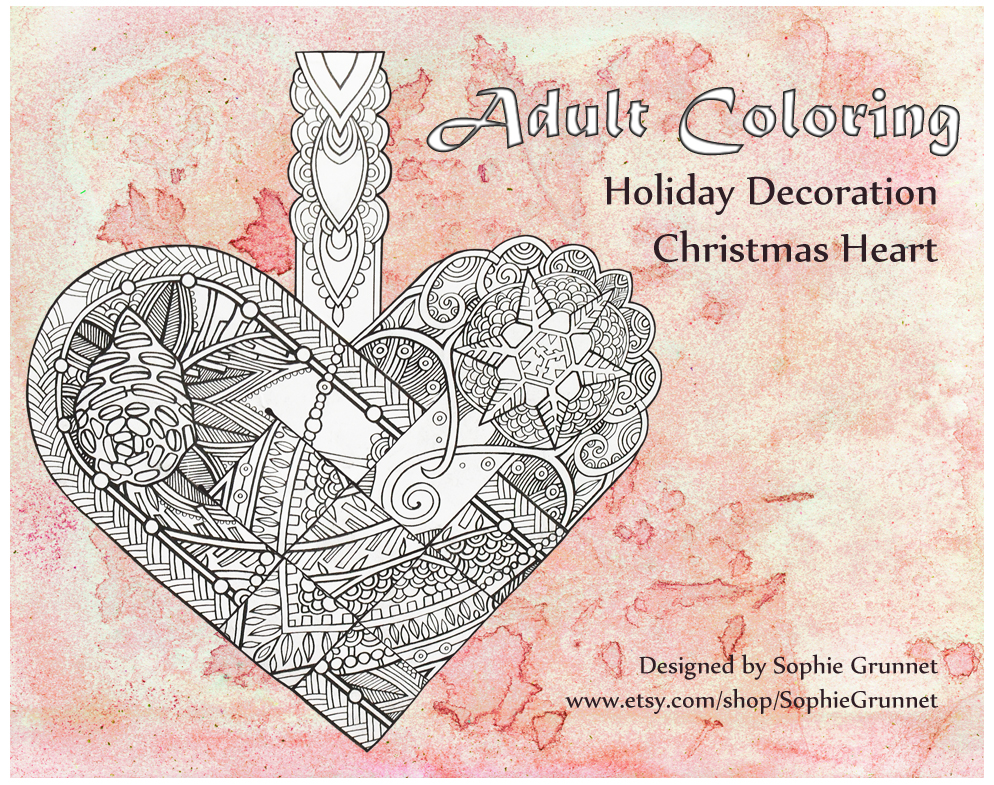 Adult Coloring - Christmas Heart