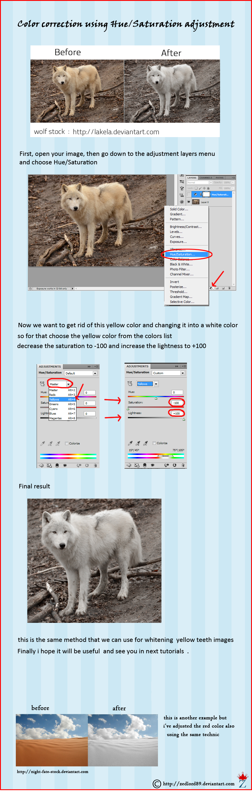 color correction using hue/saturation adjustment