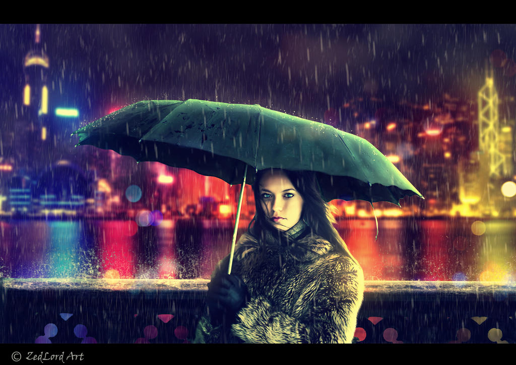 rain in the city by ZedLord-Art