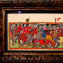 Medieval battle hand embroidered painting