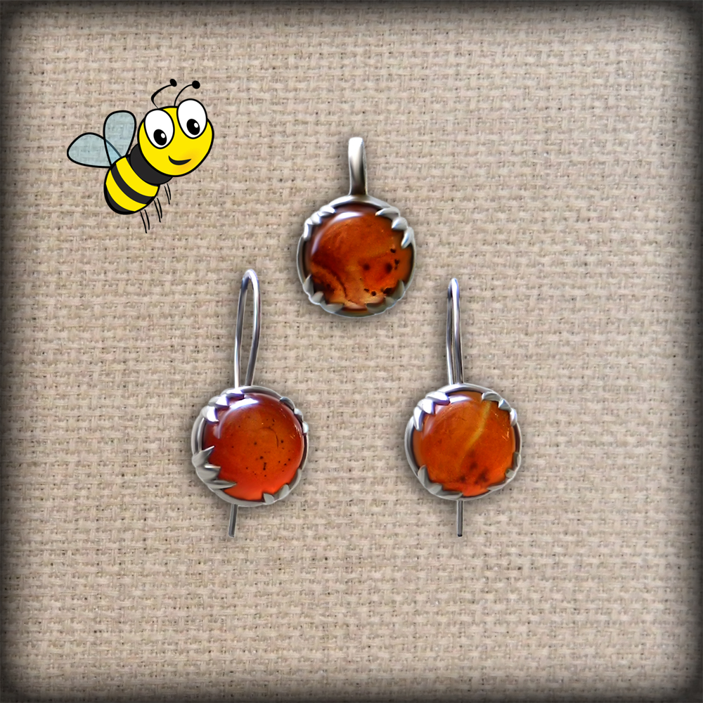 Honey drops silver jewelry set with awesome agates