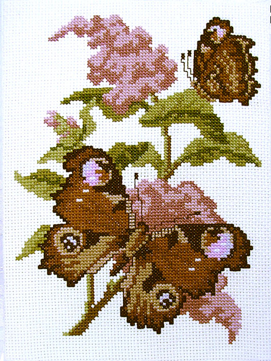 Cross-stitch embroidery Two beautiful butterflies