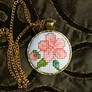 Sakura flower cross stitch pendant necklace