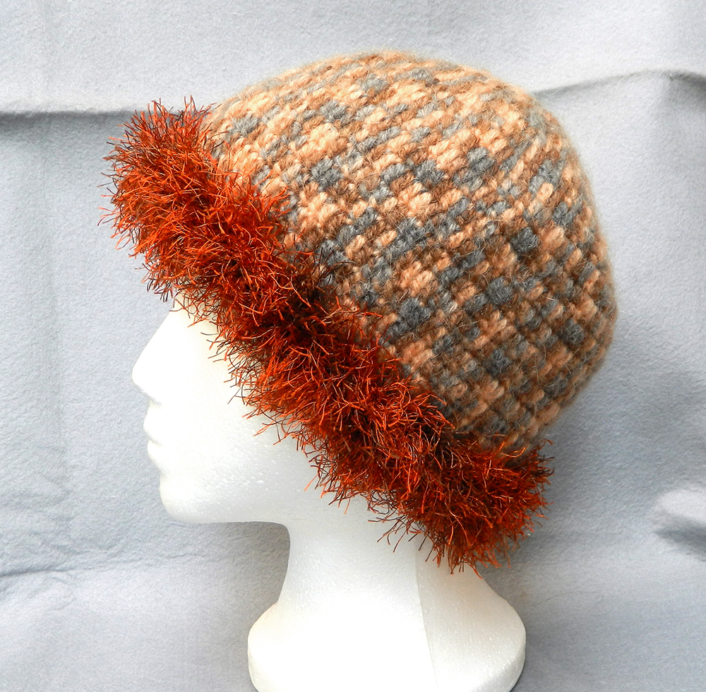 Cute womens multicolored mohair crochet hat