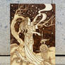 Norse goddess Frigg wood burned plaque