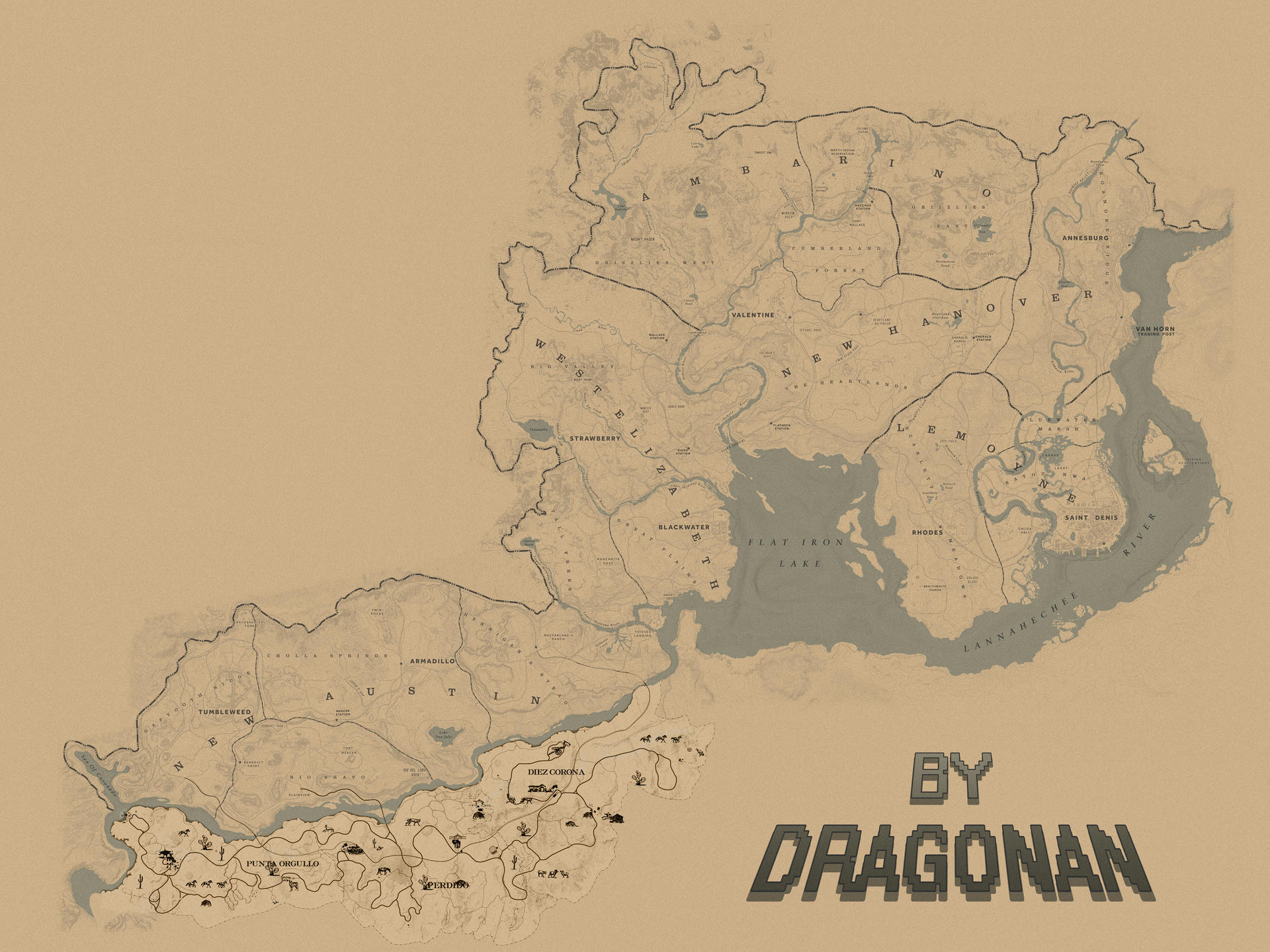 Red Dead Redemption 2 Inspired Map Vector Digital File Svg Ai