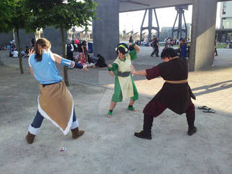 Korra vs Zuko and Toph