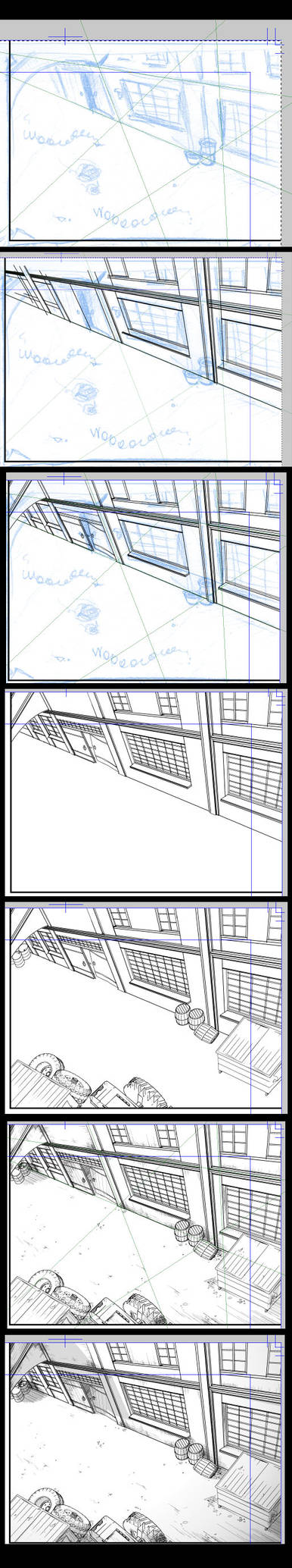 Using perspective ruler - process