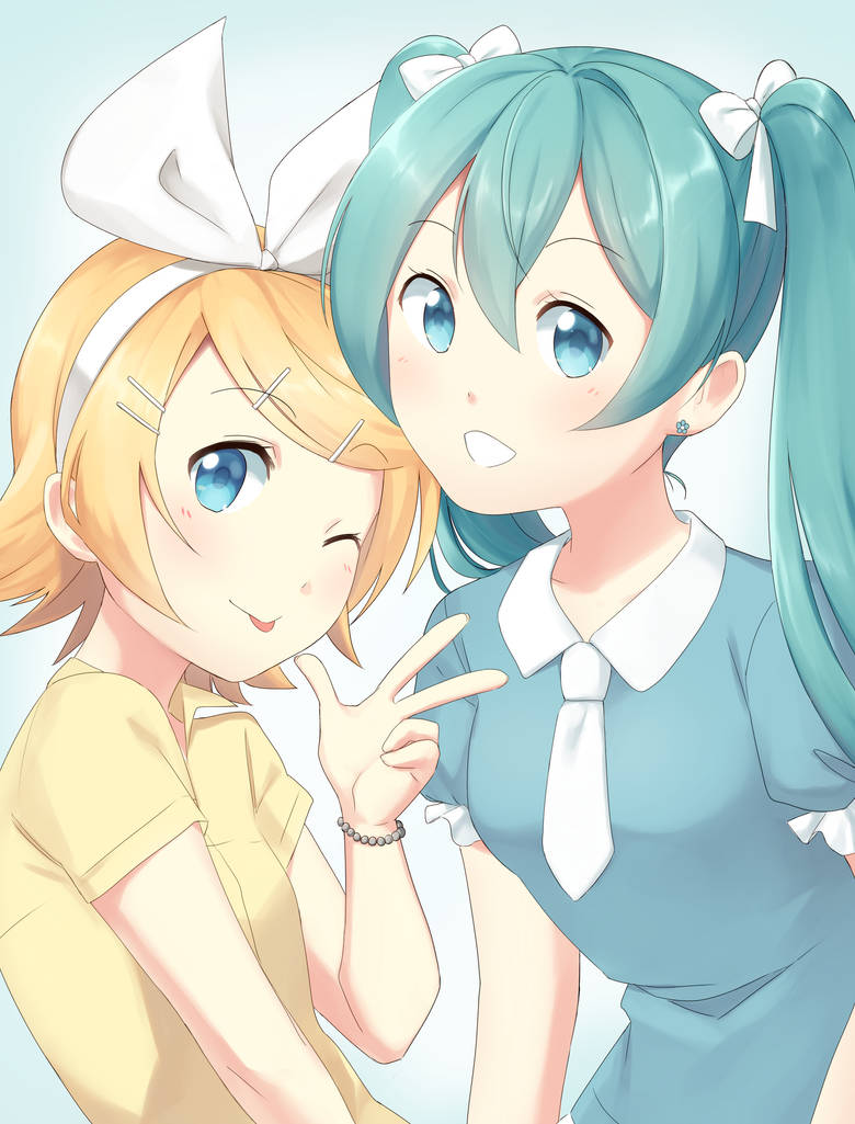 Rin and Miku by Gumwad201 on DeviantArt
