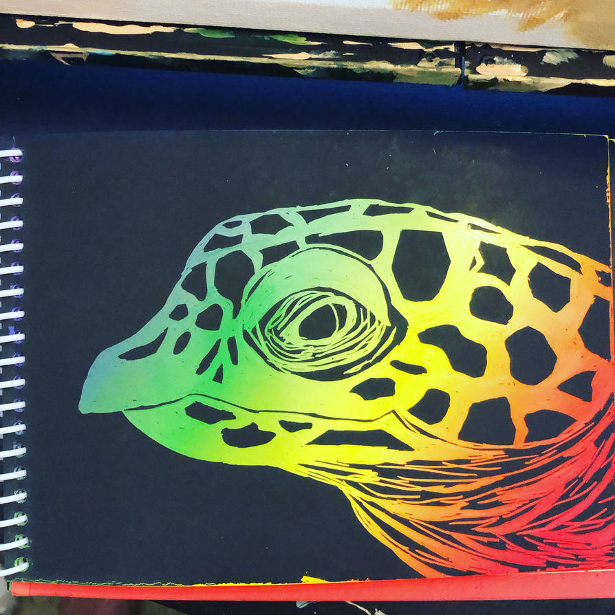 Turtle Scatch Daily Sketch Seaturtle ScratchArt by RyleaB on DeviantArt