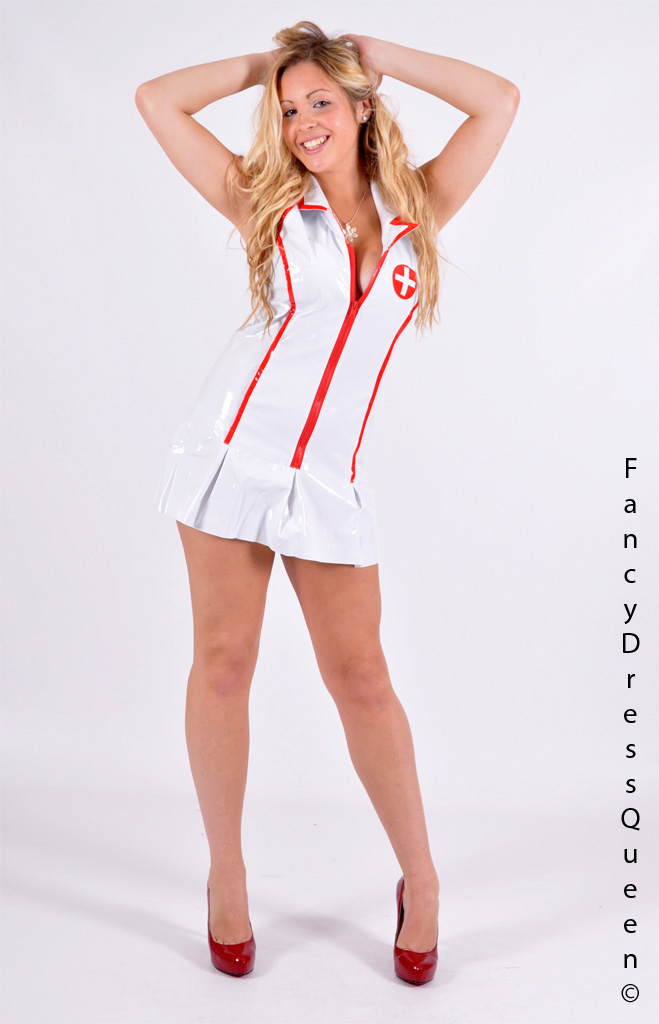 Naughty White Fetish PVC Nurse Costume