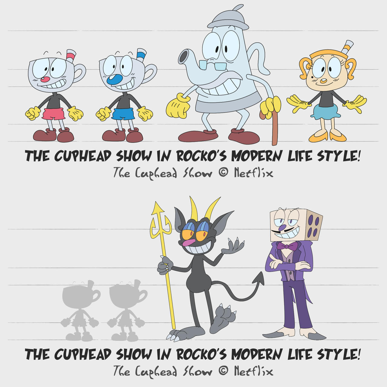 The Cuphead Show but in RML Style (Model Sheet) by LACardozaRojas on