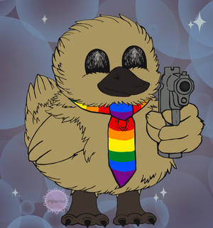 Rainbow tie Duck with Gun