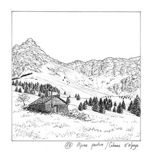 Day 28 of Inktober: Alpine pasture 