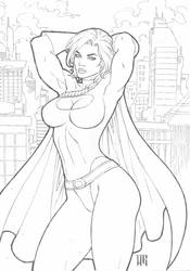 Powergirl ballpointpen sketch FOR SALE