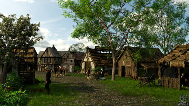 Medieval Village Scene