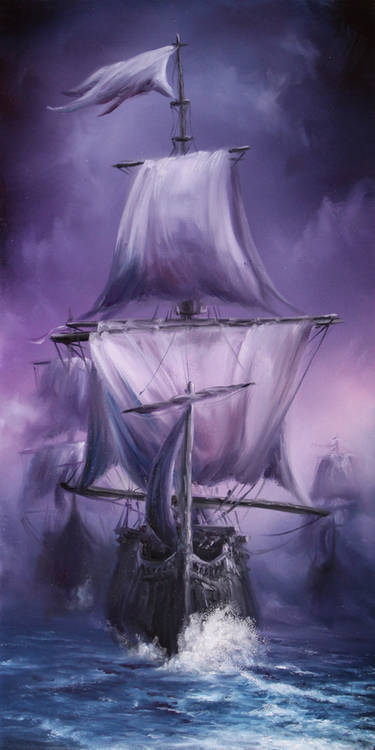 Pirate on the deck of a pirate ship during storm by Coolarts223 on