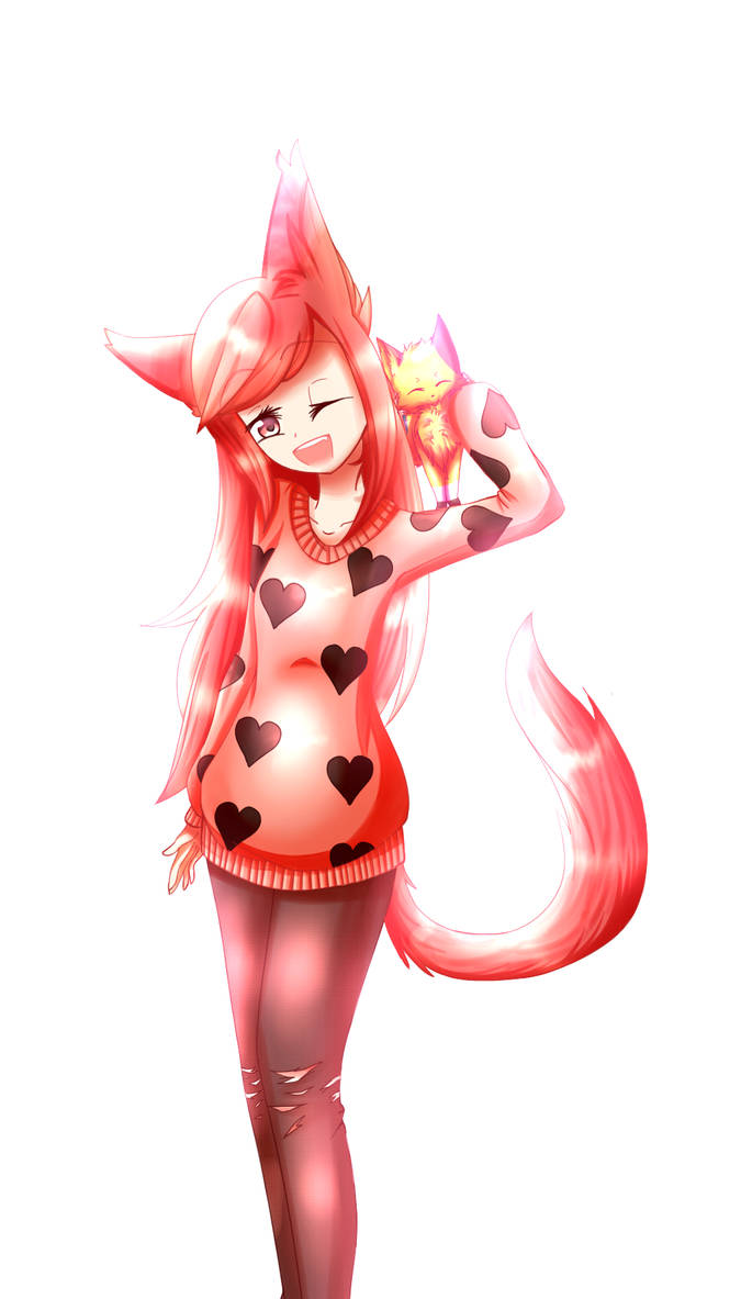 Red Neko Girl by Jade-Hearts-Art