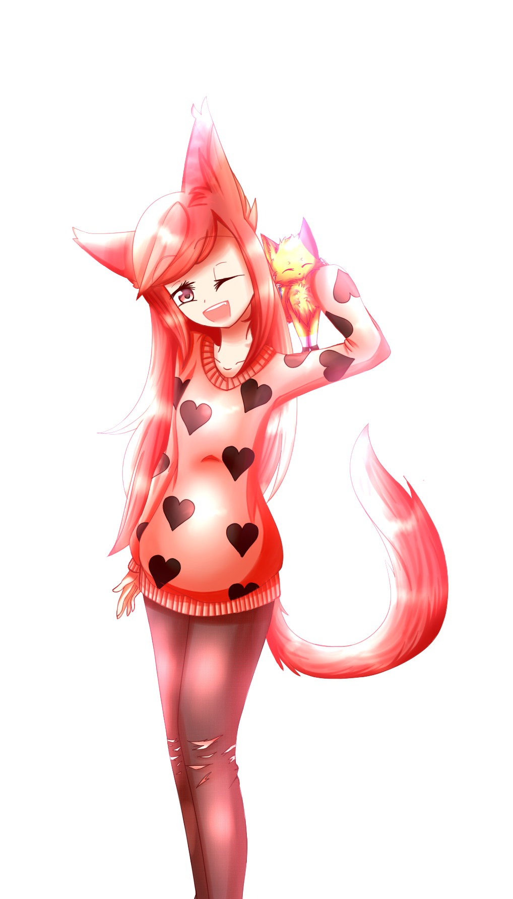 Red Neko Girl by Jade-Hearts-Art