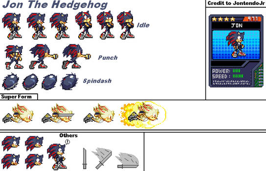 Jon the Hedgehog Sprite Sheet