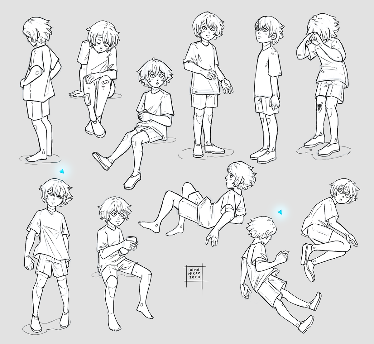Shy Pose Drawing Reference.