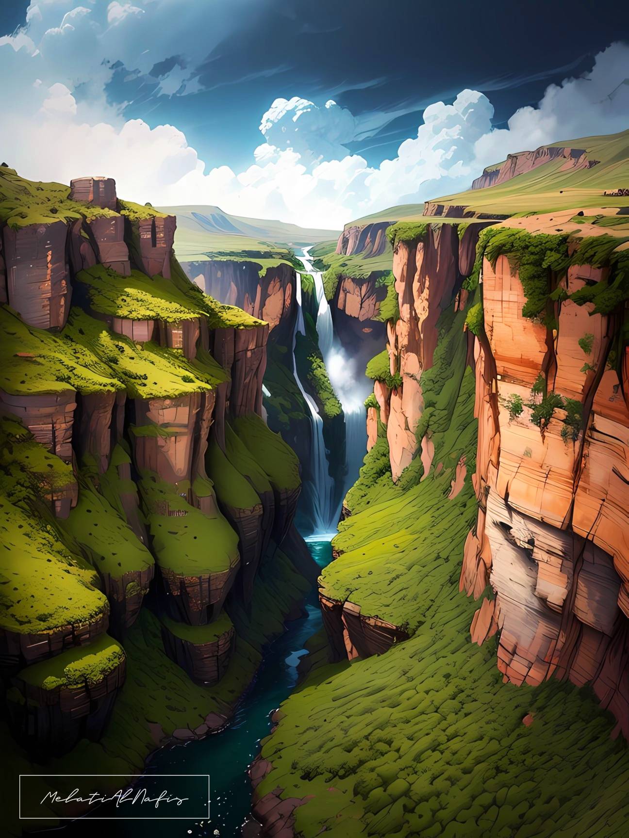 Cliff and Waterfall by IlhamMelati on DeviantArt