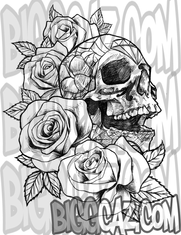 Dia De Los Muertos Skull and Roses
