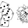 Tattoo Flash 3 Dice and Dog