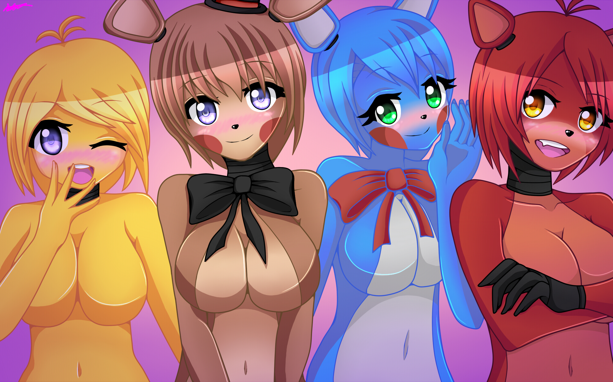 Five Nights In Anime Chica Freddy Bonnie Foxy By Sianbutler27 On Deviantart