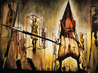 2 silent painting hill pyramid head Silent Hill