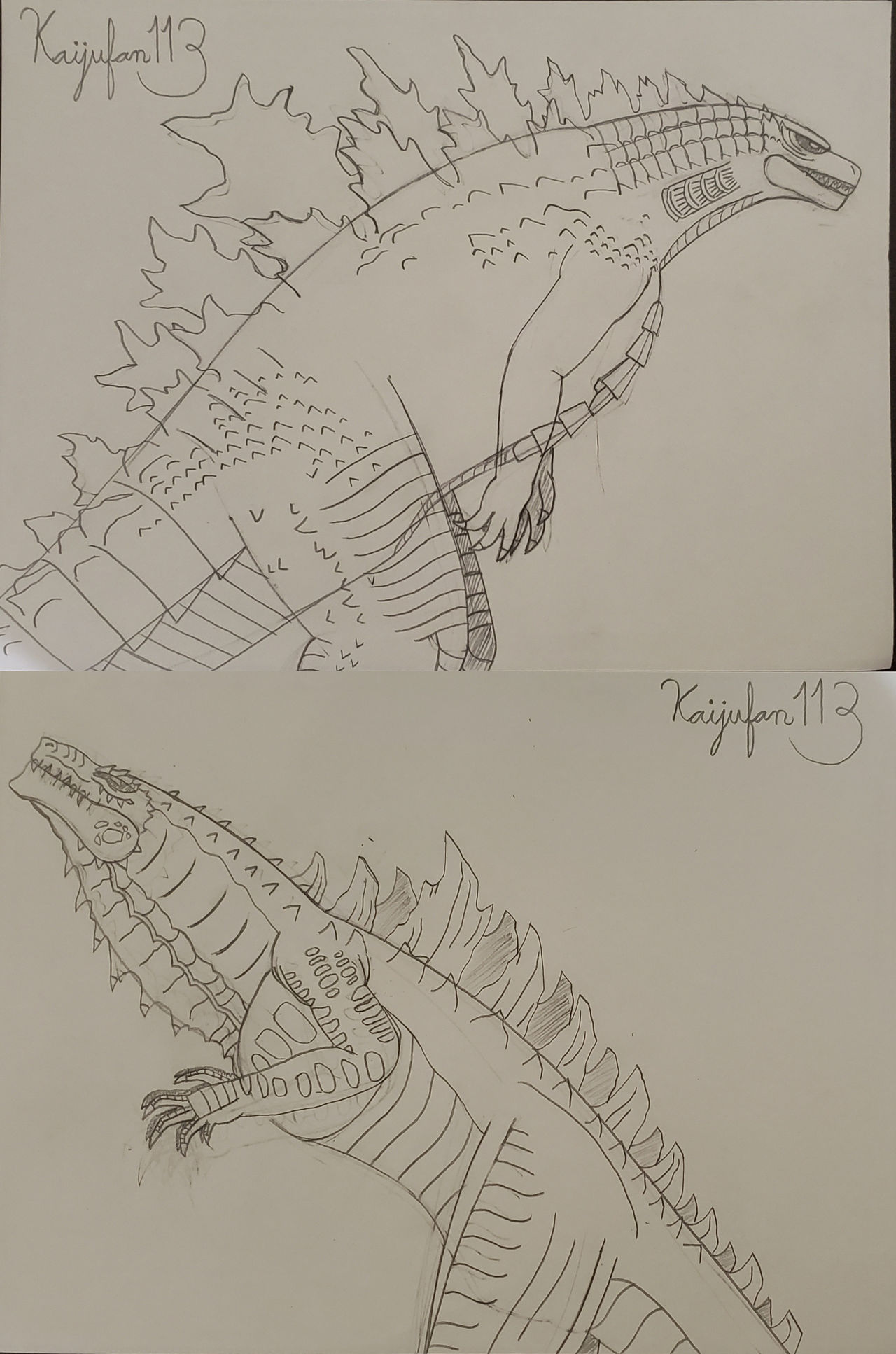Godzilla Splinter Godzilla and Zilla - Sibling Species Sketch by KaijuFan113 on DeviantArt