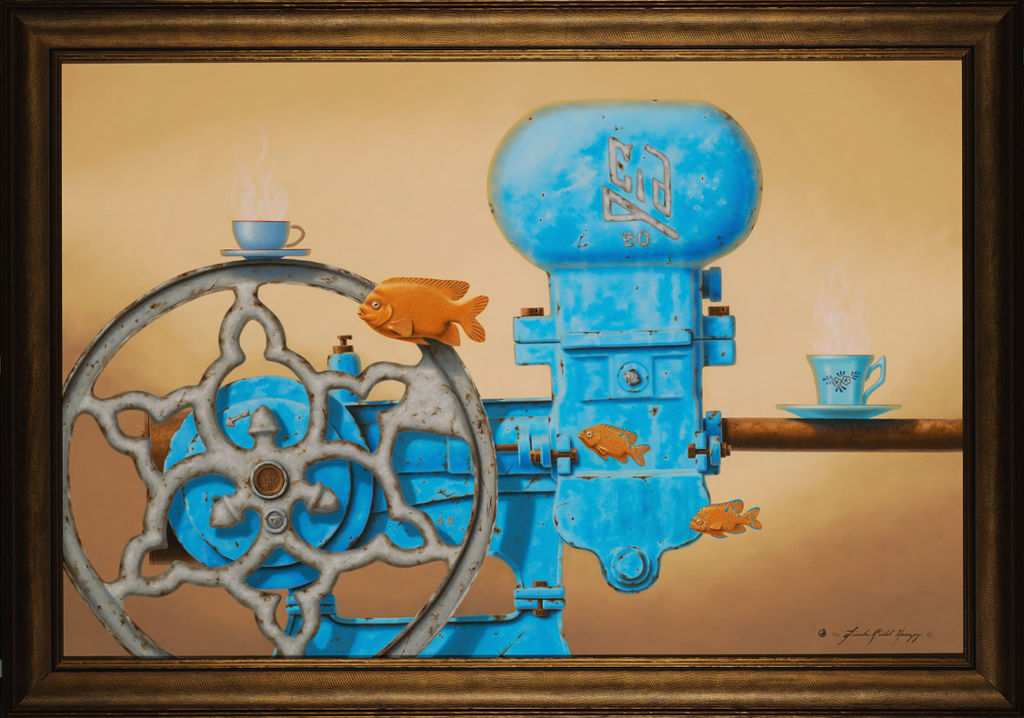 Little Blue Steam Engine  -  24 x 36 oil on canvas