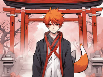 Shinto Fox Boy tail pops out