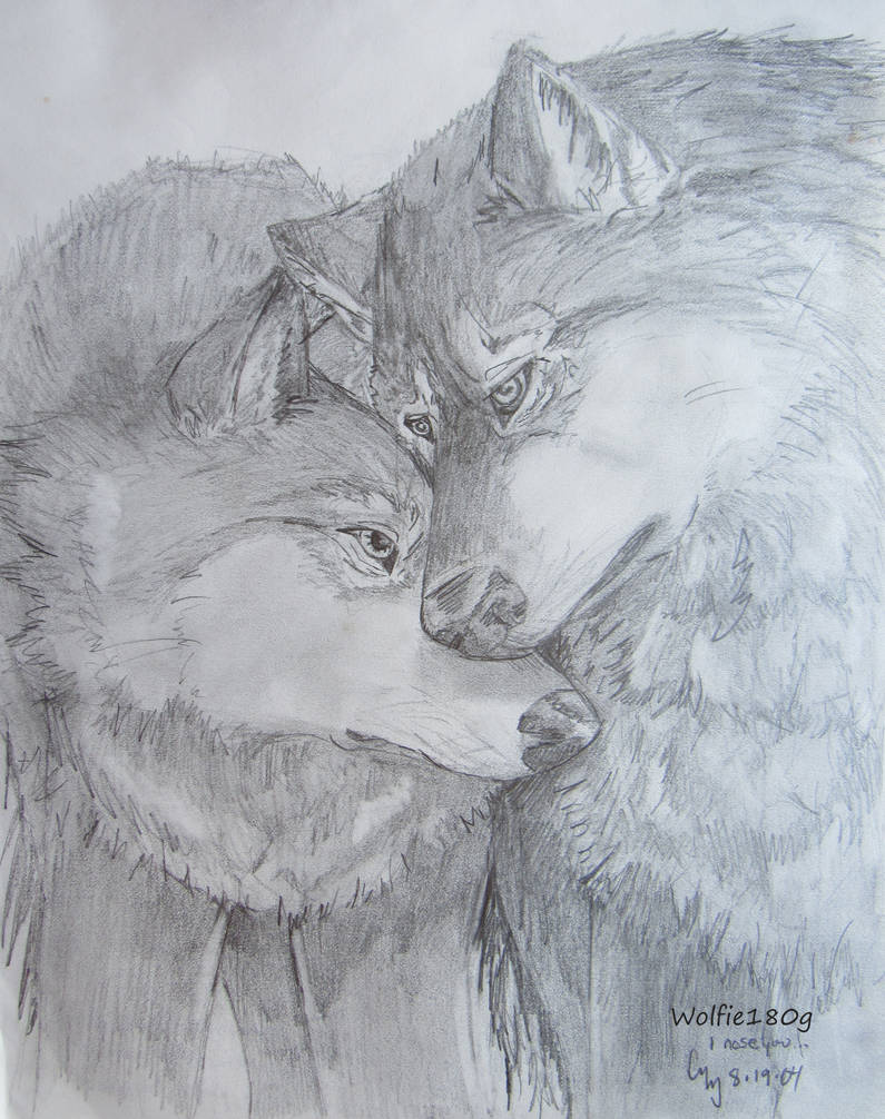 How To Draw Two Wolves Kissing