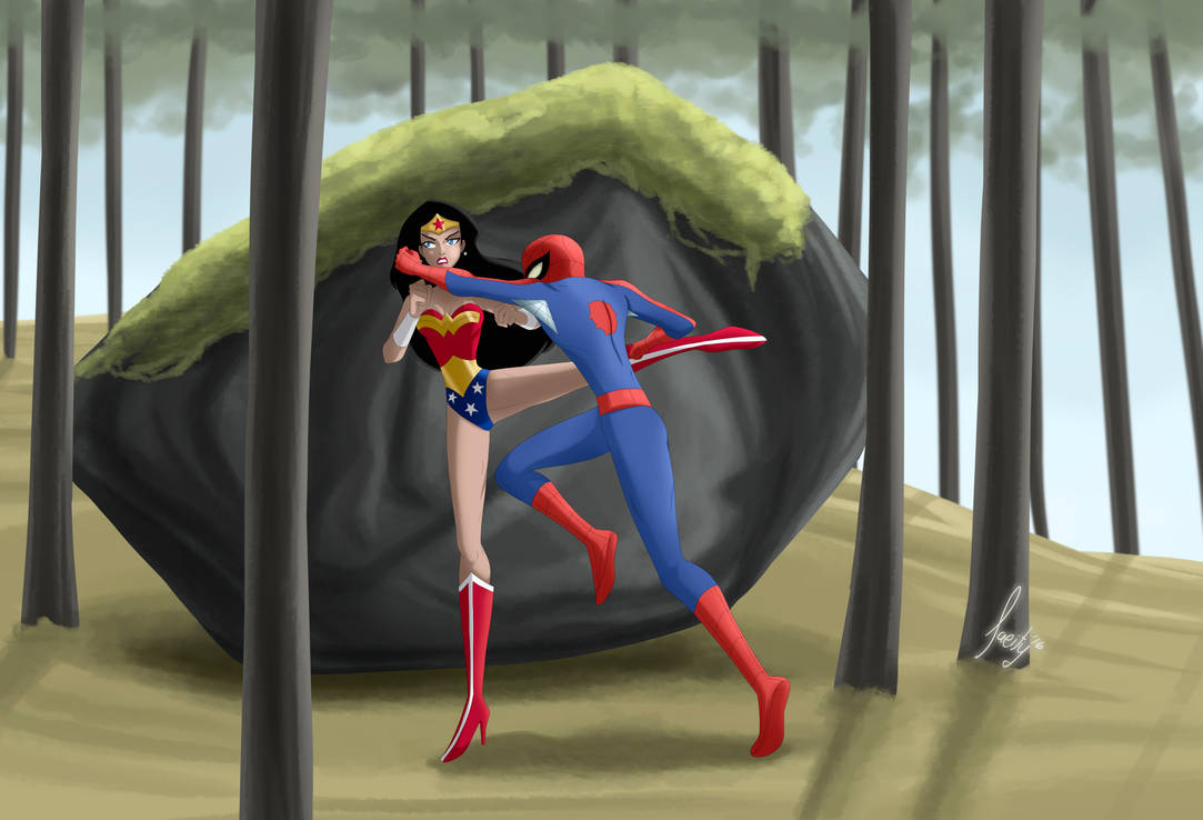 Spiderman VS. Wonder Woman by laeity on DeviantArt