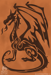 Fire And Spell Western Dragon Flag Symbol by MightyRaptor