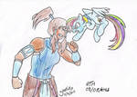 Korra vs Rainbow Dash colored by dmann1982