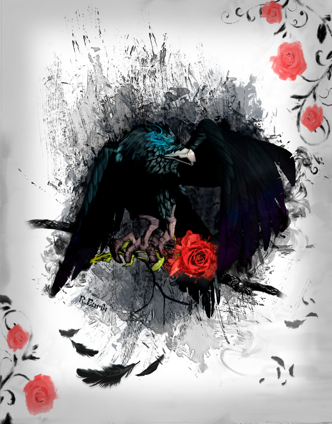 Raven With Roses Raven and Rose by BurikReap on DeviantArt