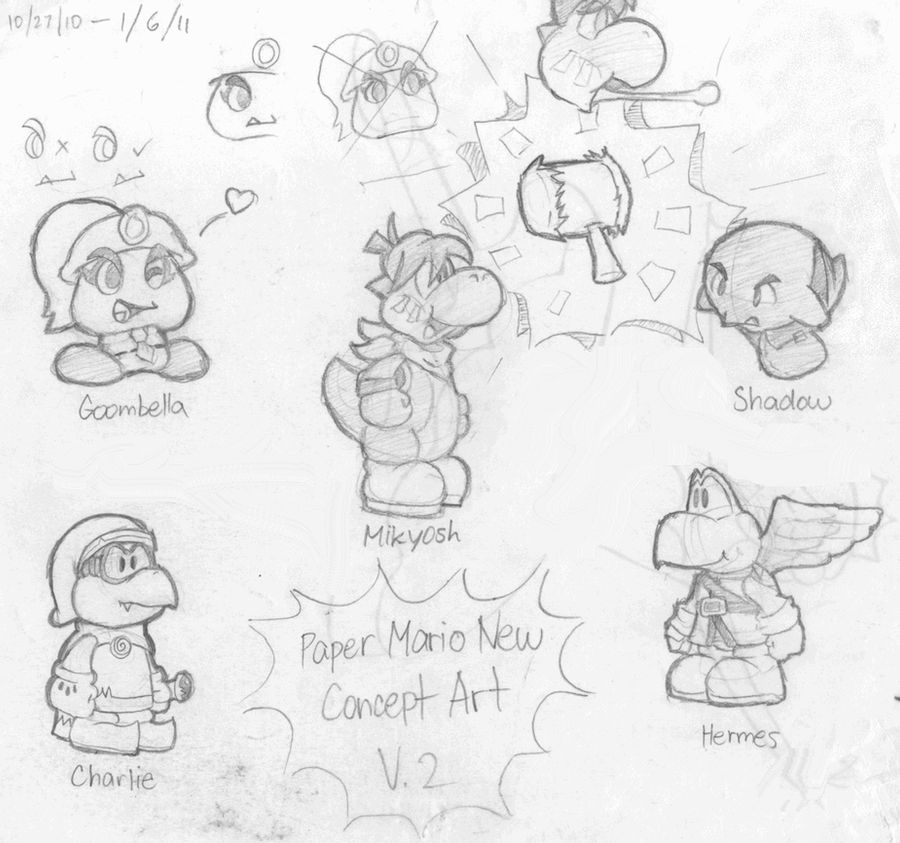 Paper Mario Refrence Paper Mario New - Sketchings by KunehoKun on DeviantArt