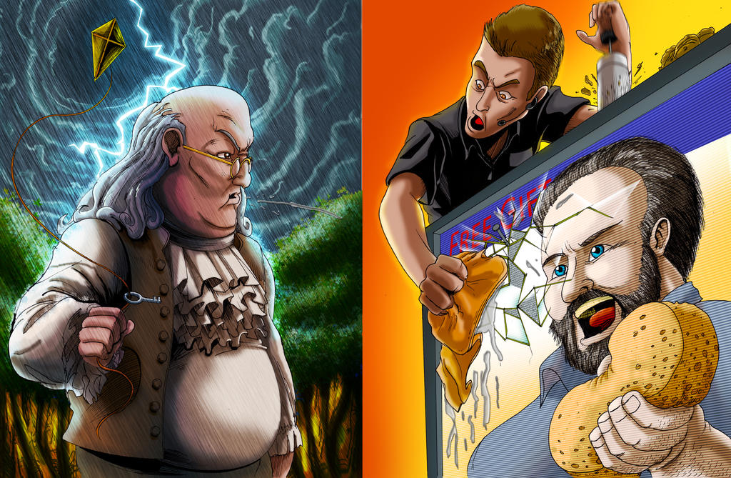 Deviantart Erb ERB Fan art: Ben Franklin Vs Billy Mays by SemajZ on DeviantArt