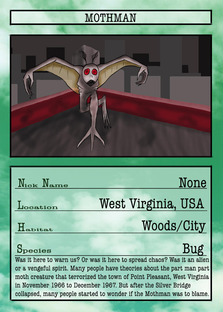 Cryptid Quest Card: Mothman by McDonaldbros on DeviantArt