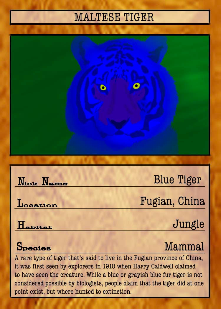Cryptid Quest Card: Maltese Tiger by McDonaldbros on DeviantArt