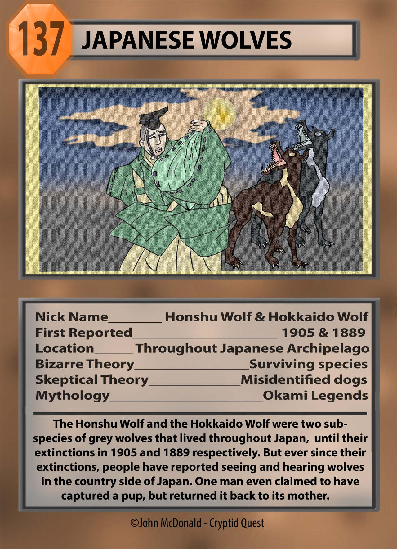 Cryptid Quest Card: Japanese Wolves by McDonaldbros on DeviantArt