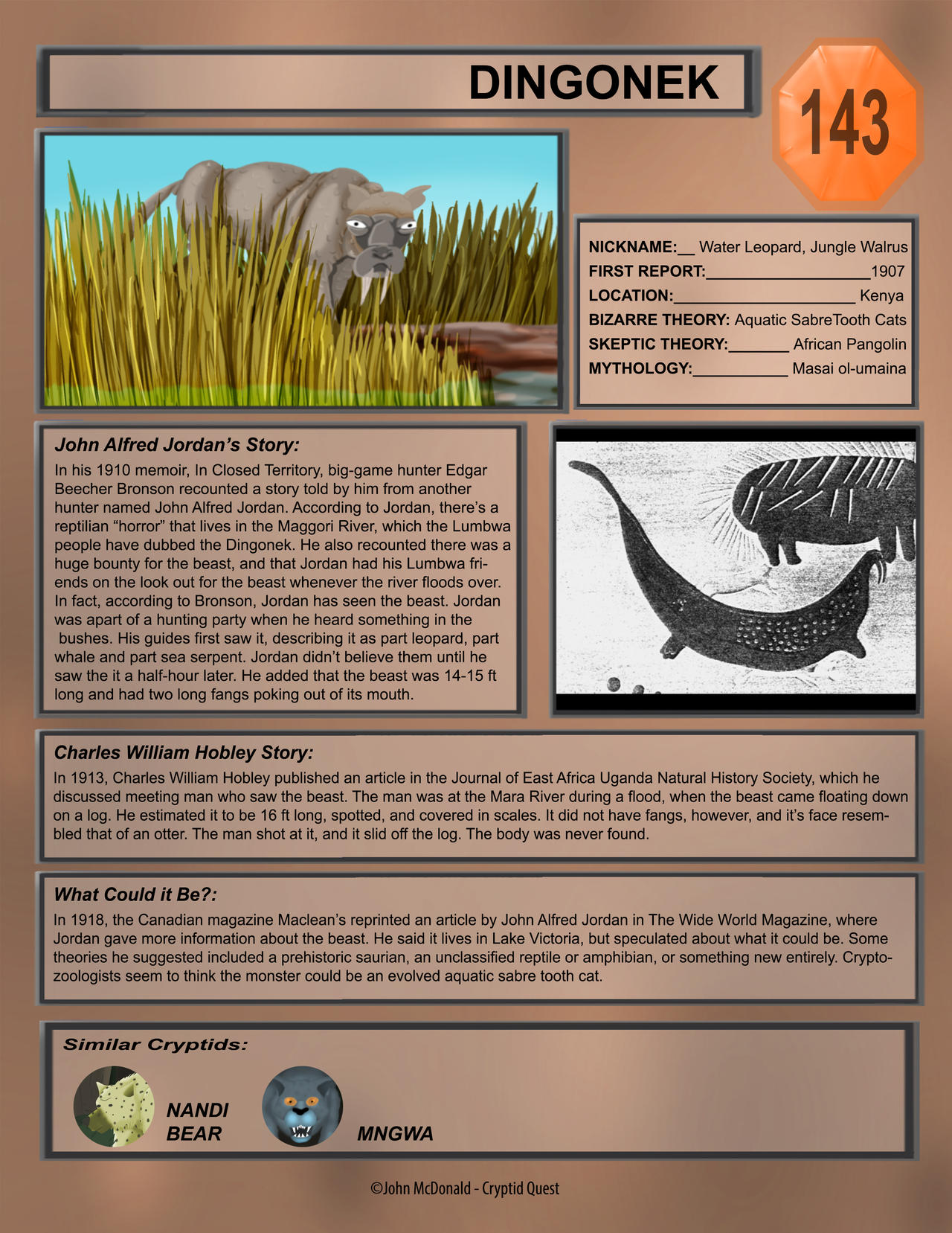 Cryptid Month (June 29): Dingonek by McDonaldbros on DeviantArt